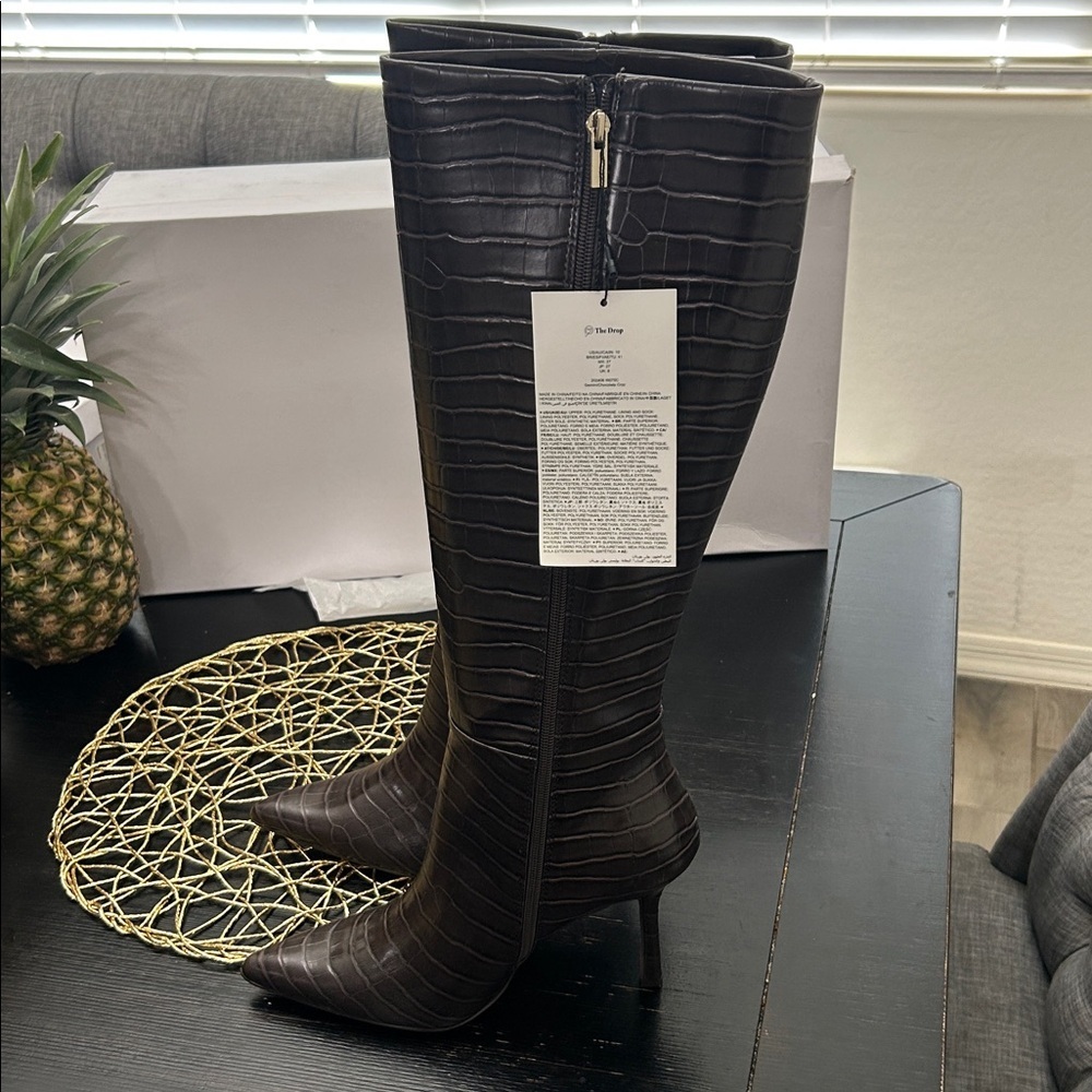 The Drop Women's Gemini Tall Heeled Chocolate Croc - Picture 9 of 13
